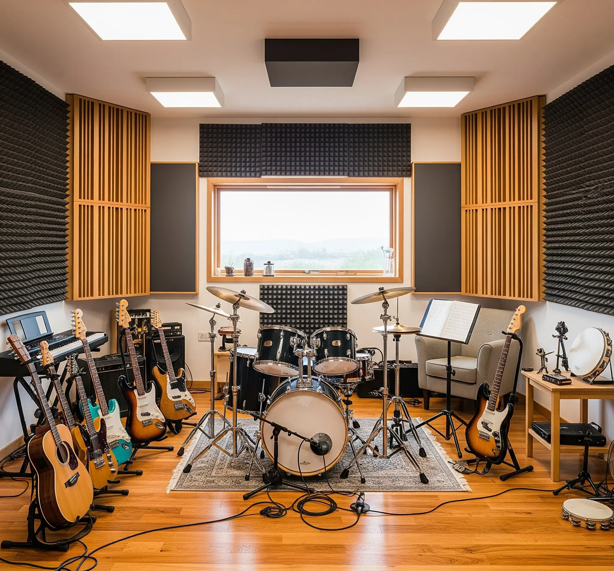Studio musik profesional setelah pengerjaan